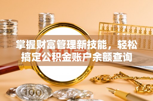 善化掌握财富管理新技能，轻松搞定公积金账户余额查询